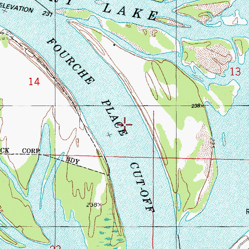 Topographic Map of Fourche Place Cut-Off, AR
