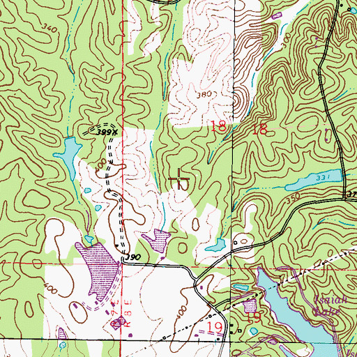 Topographic Map of Franklin Nichols Pond Dam, MS