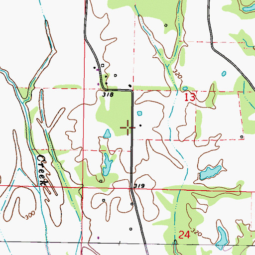 Topographic Map of Towncreek Watershed 17 Dam, MS