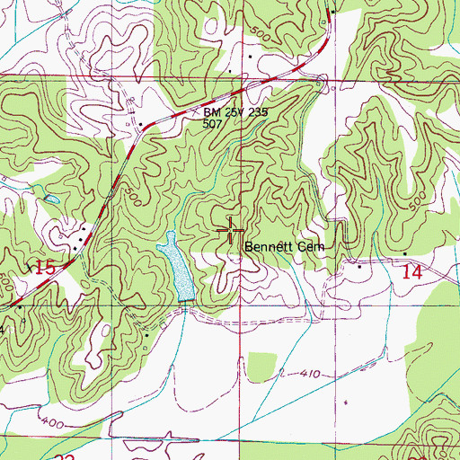 Topographic Map of Senter Lake Dam, MS