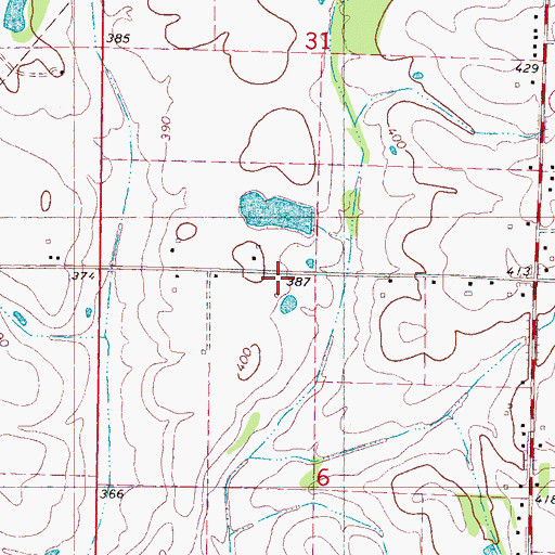 Topographic Map of Mosley Lake Dam, MS