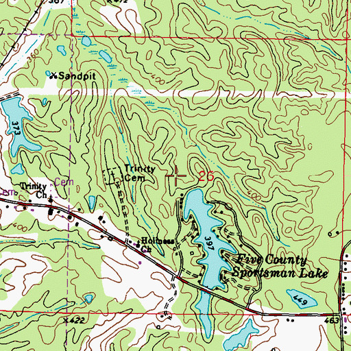 Topographic Map of Five Counties Sportsmans Lake Dam, MS