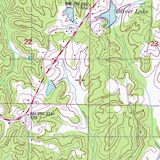 Topographic Map of Audrey O Oliver Pond Dam, MS