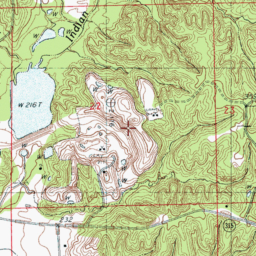 Topographic Map of Indian Creek Watershed Y-9a-15 Dam, MS
