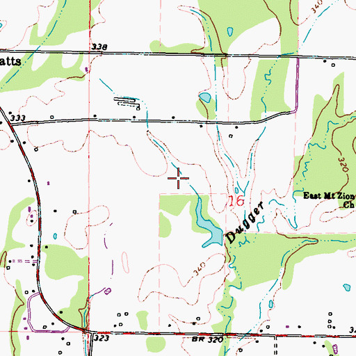 Topographic Map of Pritchard Lake Dam, MS