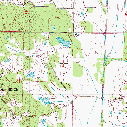 Topographic Map of Pickett Lake Dam, MS