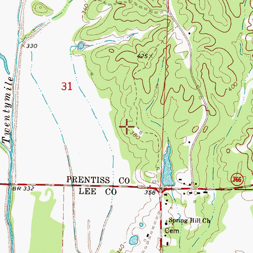Topographic Map of Baldwin Fish Lake Dam, MS