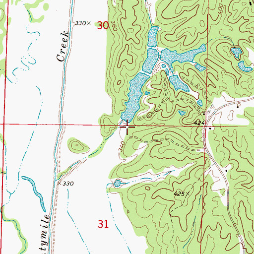 Topographic Map of Barnett Lake Dam, MS