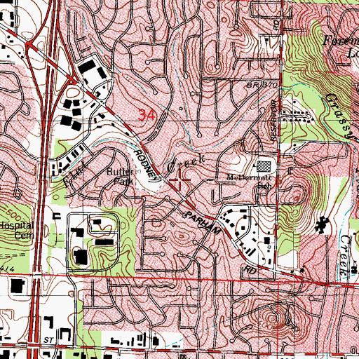 Topographic Map of Galleria Shopping Center, AR