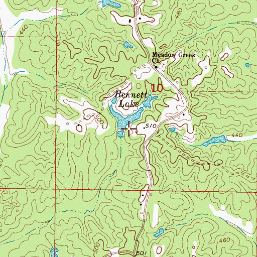 Topographic Map of Bennett Lake Dam, MS