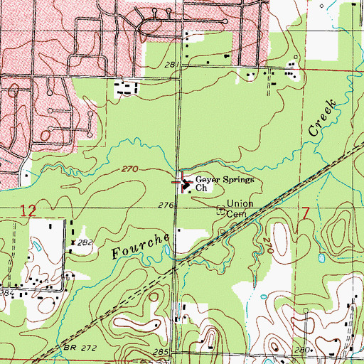 Topographic Map of Geyer Springs Church, AR
