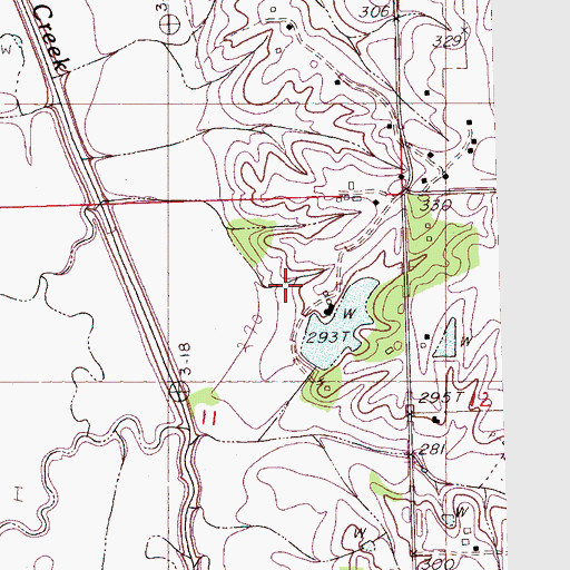 Topographic Map of M P Moore Pond Dam, MS