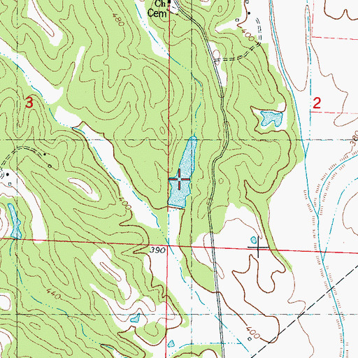 Topographic Map of Ellis Lake Dam, MS
