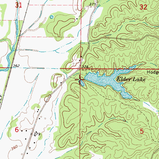 Topographic Map of Elders Lake Dam, MS