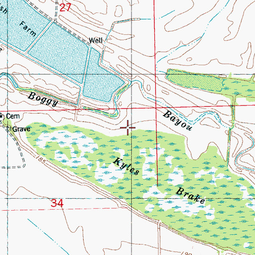 Topographic Map of S W Seabrook Catfish Ponds Dam, MS