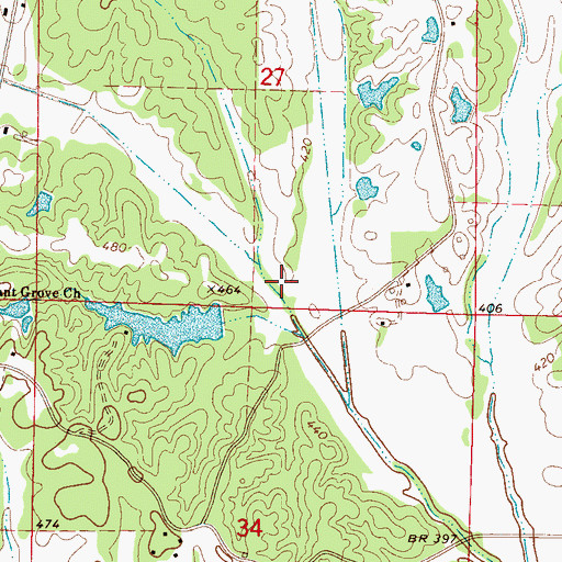 Topographic Map of Holly Lake Dam, MS