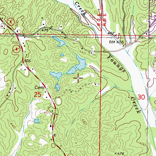 Topographic Map of Creasy Pond Dam, MS
