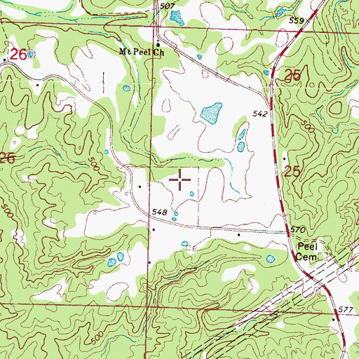 Topographic Map of Pigeon Roost Watershed Y-5-124 Dam, MS