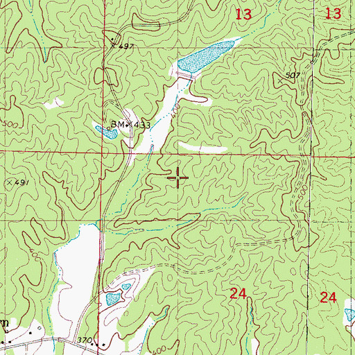 Topographic Map of Oaklimeter Watershed LT-8-35 Dam, MS