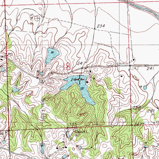 Topographic Map of W P Veazey Junior Pond Dam, MS