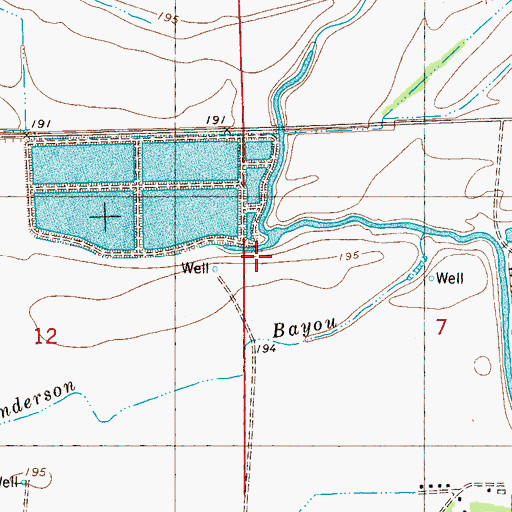 Topographic Map of C J Perry Catfish Ponds Dam, MS