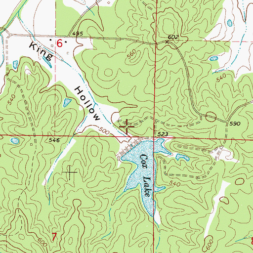 Topographic Map of Doyle Cox Lake Dam, MS