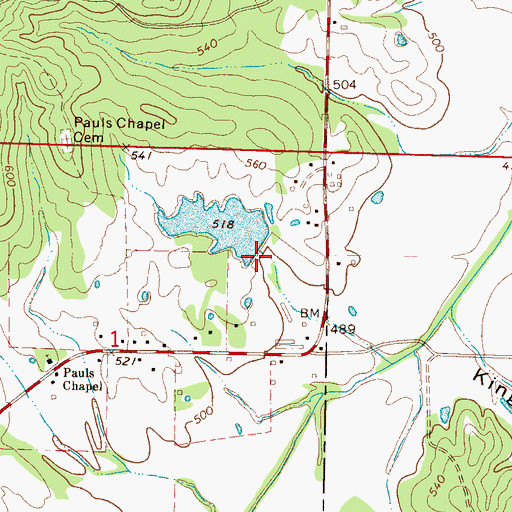 Topographic Map of Cornelius Lake Dam, MS
