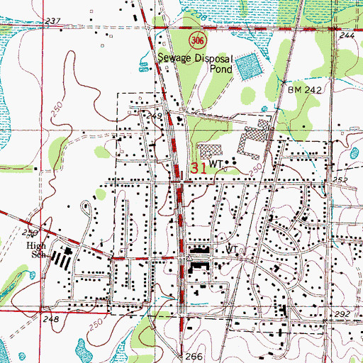 Topographic Map of Coldwater Lagoon Dam, MS