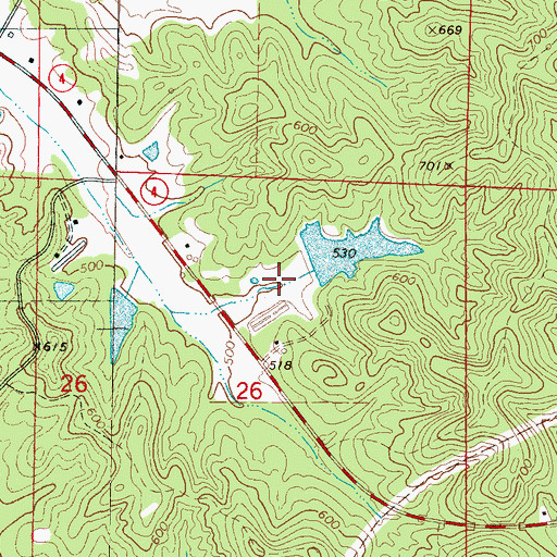 Topographic Map of D Carmichael lake Dam, MS