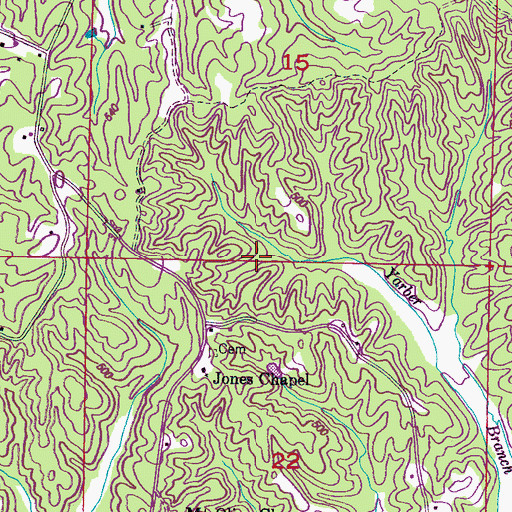 Topographic Map of Yarbrough Lake Dam, MS