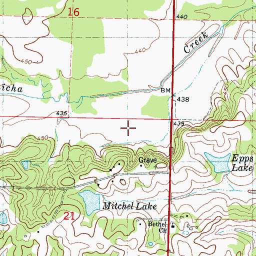 Topographic Map of Moss Lake Dam, MS
