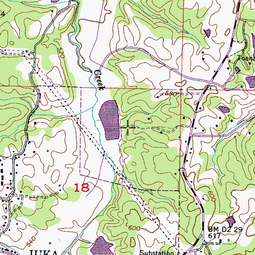 Topographic Map of Iuka Sewage Lagoon Dam, MS