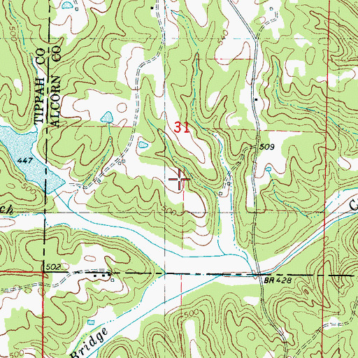 Topographic Map of Jocks Lake Dam, MS