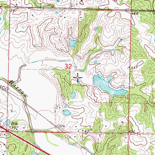 Topographic Map of J P Woods Dam, MS
