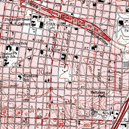 Topographic Map of Governors Mansion Historic District, AR