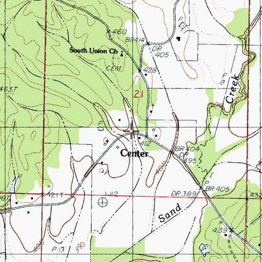 Topographic Map of Center, MS