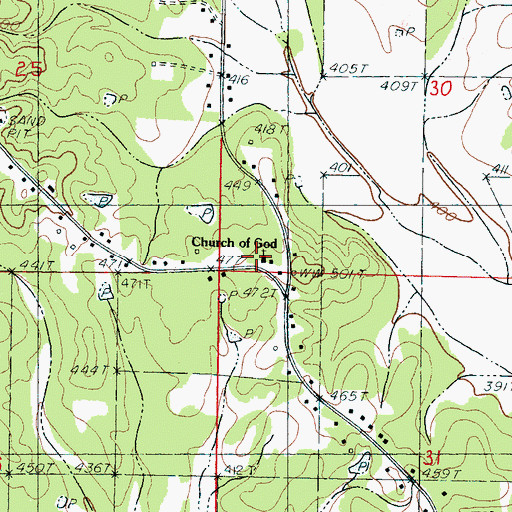 Topographic Map of Church of God, MS