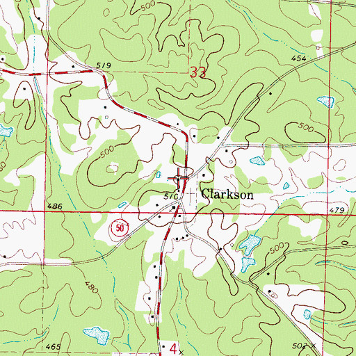 Topographic Map of Clarkson Methodist Church, MS