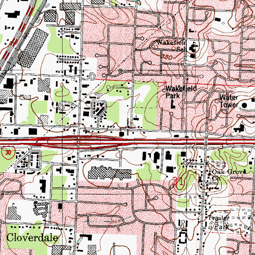 Topographic Map of Grace Chapel Church, AR