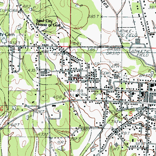 Topographic Map of Liberty Methodist Church, MS