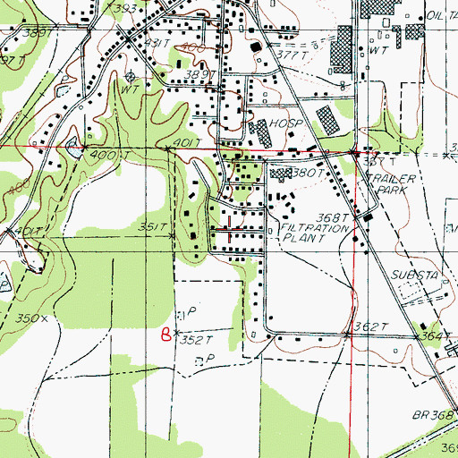 Topographic Map of Magnolia Heights, MS