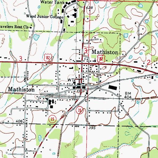 Topographic Map of Mathison Baptist Church, MS