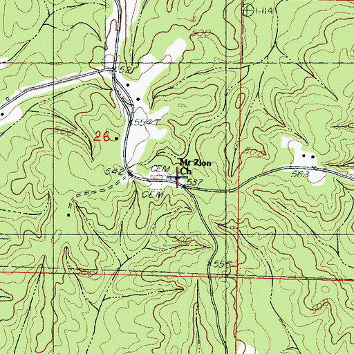 Topographic Map of Mount Zion Church, MS