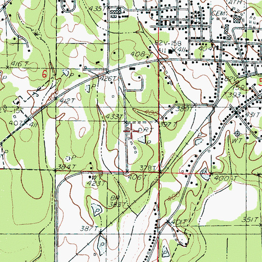 Topographic Map of Pine Hill Estates, MS