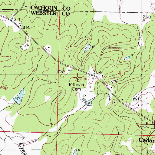 Topographic Map of Pittman Cemetery, MS