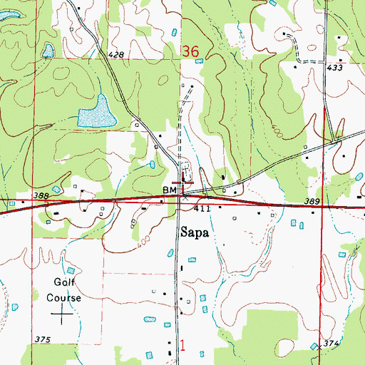 Topographic Map of Sapa Baptist Church, MS