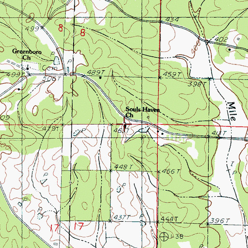 Topographic Map of Souls Haven Church, MS
