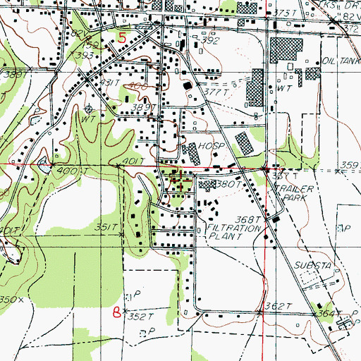 Topographic Map of Southland Park, MS