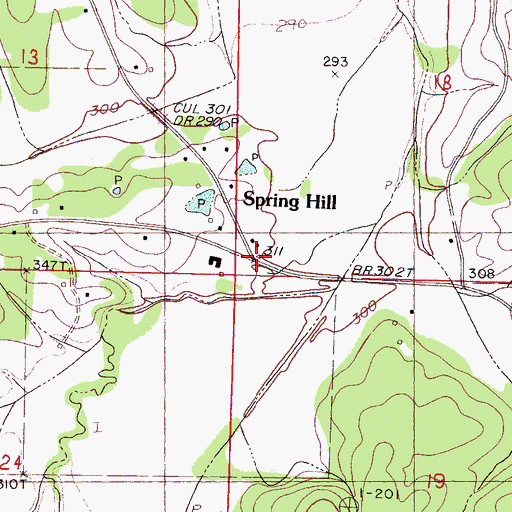 Topographic Map of Spring Hill, MS