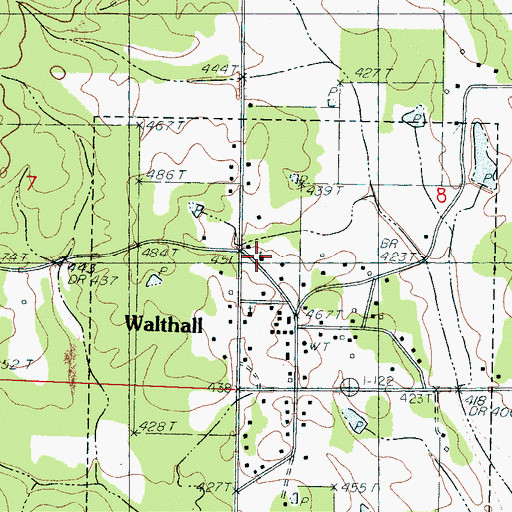 Topographic Map of Walthall United Methodist Church, MS